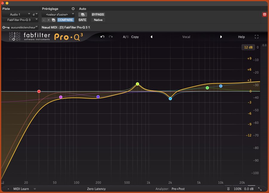 Le célèbre EQ parametrique FabFilter PRO Q3